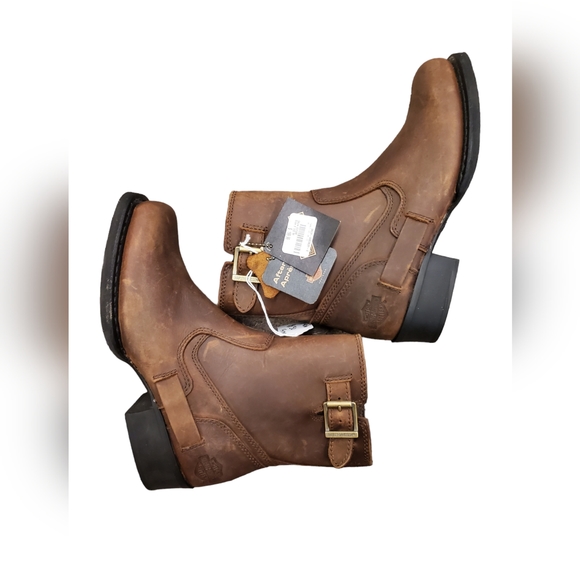 Harley Davidson Men's Trent Work Distressed Brown Zip On Riding Boots - Picture 2 of 6